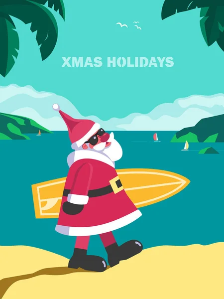Vacances d'hiver affiche vectorielle vacances bord de mer — Image vectorielle