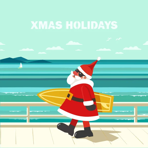 Inverno férias à beira-mar férias vetor cartaz — Vetor de Stock