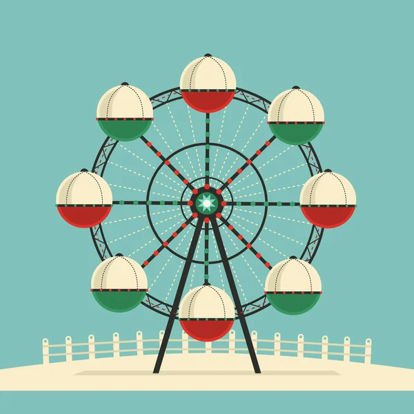 Vergnügungspark Riesenrad flachen Farbvektor Symbol — Stockvektor