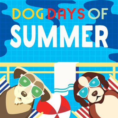 Yazın köpek günleri çizgi film vektör posteri