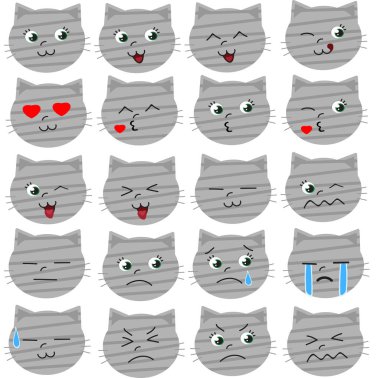 Şirin kedi ifadeleri vektör