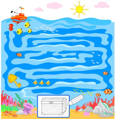 Çocuklar oyun: deniz labirent vektör