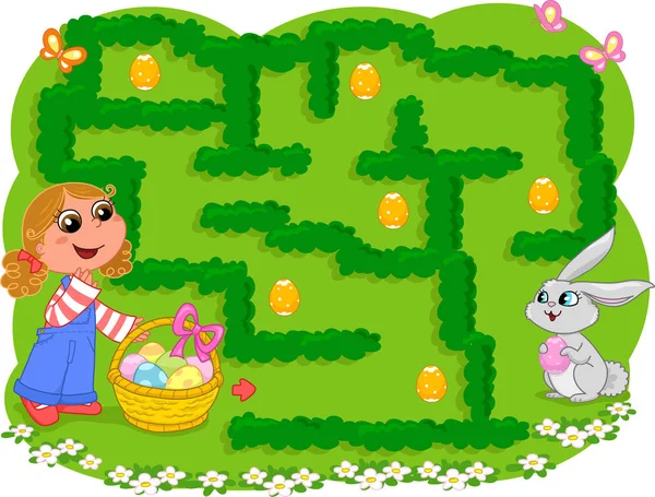 Kids game: Easter maze vector — Stock Vector