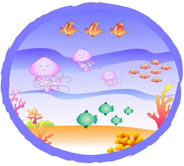 Ψάρια, κοράλλια και jellyfishes - Ωκεανός — Φωτογραφία Αρχείου