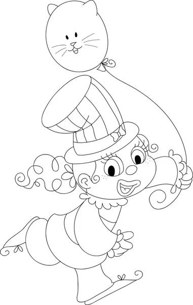 Coloriage Happy girl clown vecteur — Image vectorielle