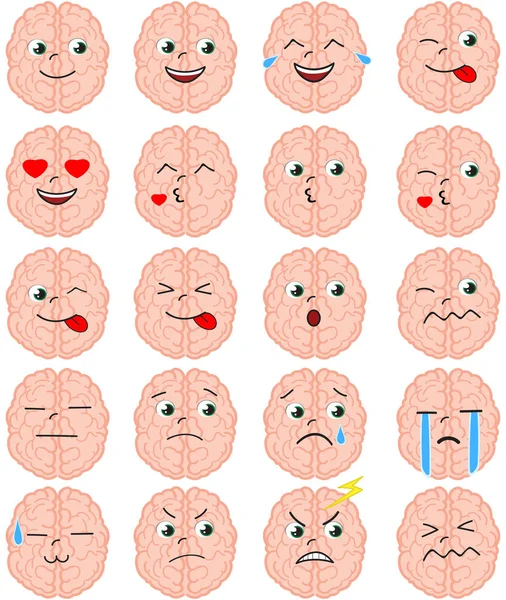 Kreskówka mózg emoji zestaw — Wektor stockowy