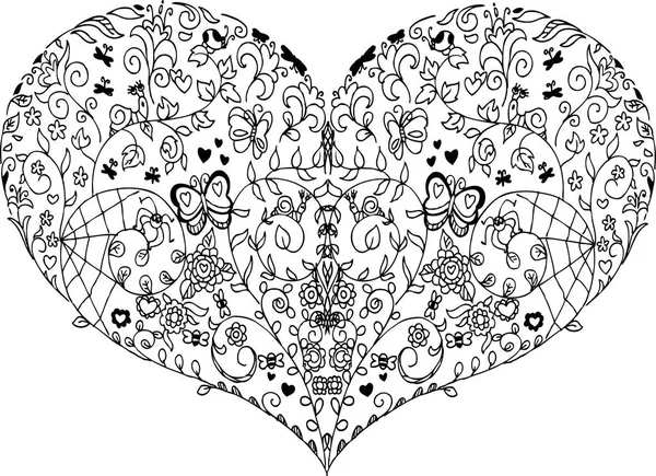 Heart mandala doodle — Stok Foto