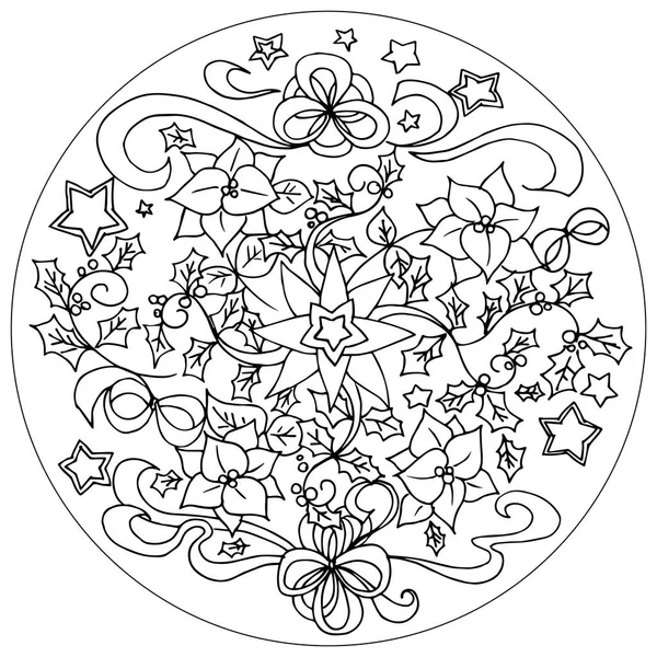 Coloriage de Noël mandala vecteur — Image vectorielle