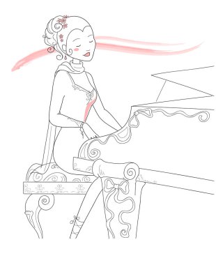 Piyano çalar-vektör çizim