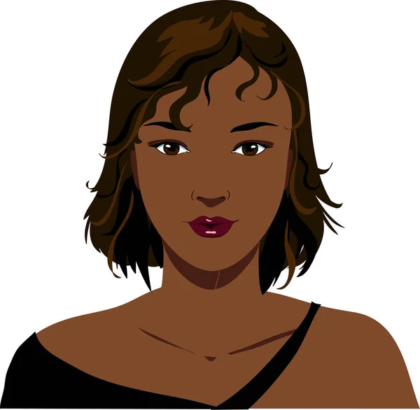 Çekici siyah kadın yüzü — Stok Vektör