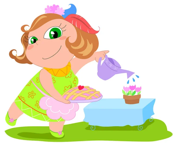 Cartoon housewife - vector illustration — Stock Vector