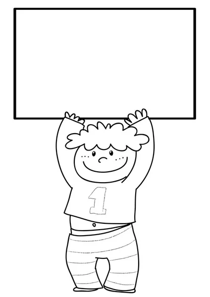 Cartoon pojke med tecken — Stock vektor
