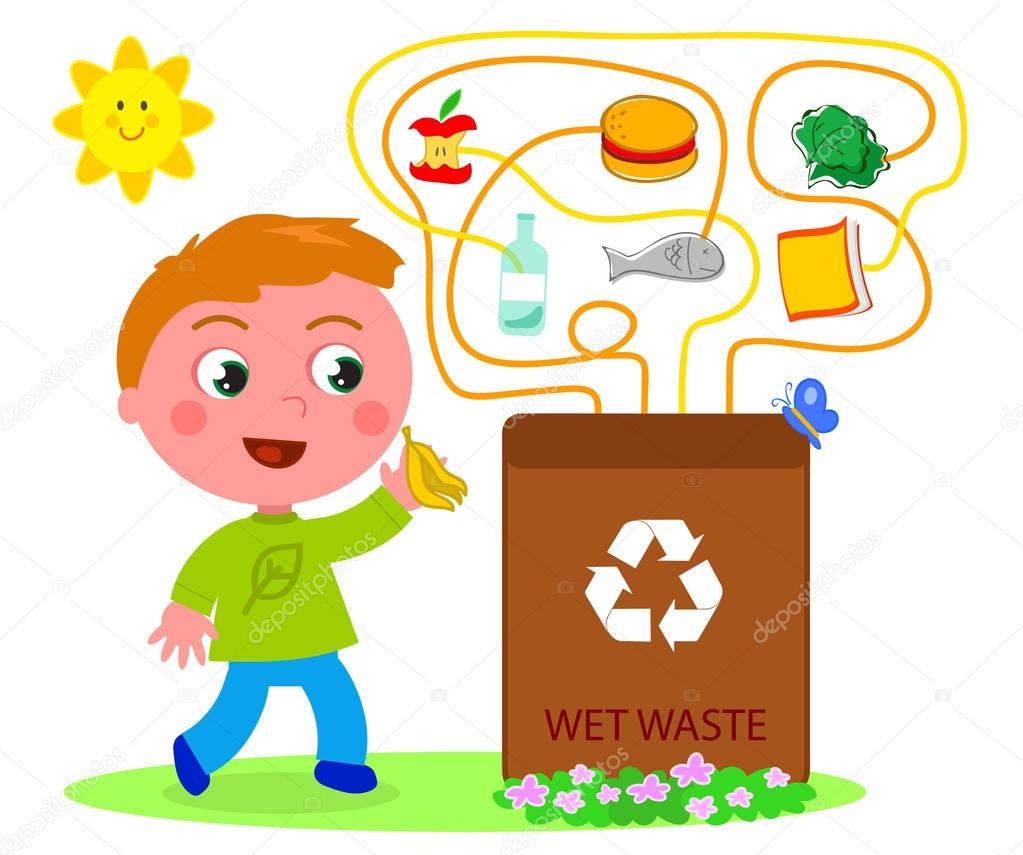 Wet waste recycling game vector