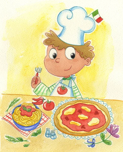 Italian cook illustration — Stock Photo, Image
