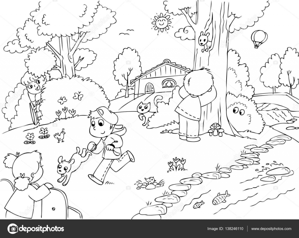 Happy cute little kids are playing hide and seek Vector Image