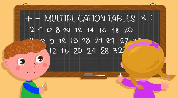 Tablas de multiplicación en vector de pizarra negra — Vector de stock