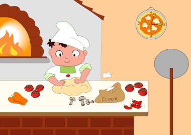 Genç pizza makinesi