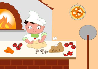 Young pizza maker clipart