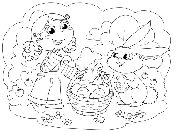 Fille avec lapin de Pâques — Image vectorielle