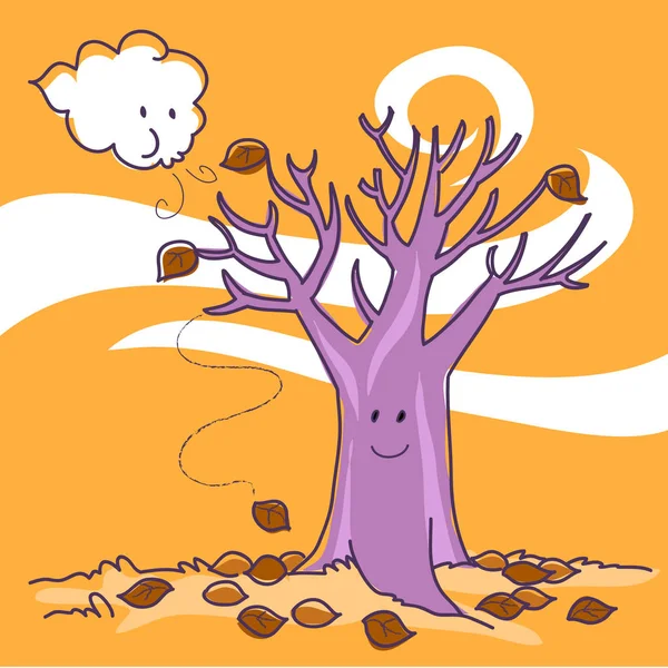 Nakna träd i höstens vektor — Stock vektor