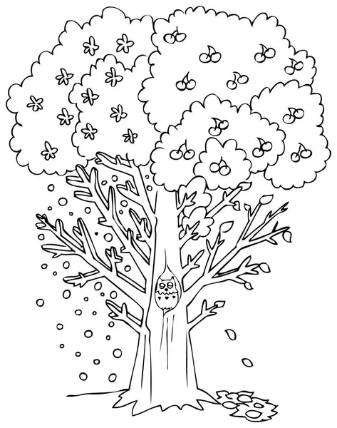 Coloring season tree vector — Stock Vector