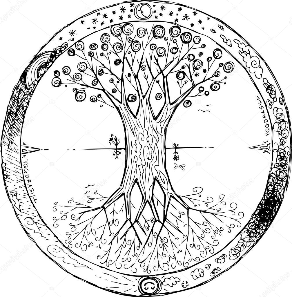 Download Yggdrasil tree of life vector mandala — Stock Vector ...