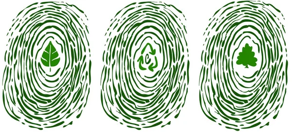 Finger print med miljö-symboler — Stock vektor