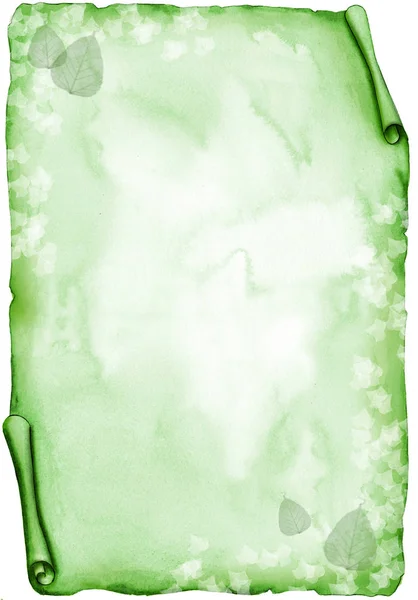 Старые зеленые листья бумаги - акварель — стоковое фото