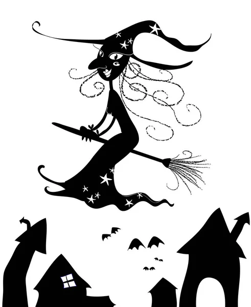 Halloween witch silhouette vector — Stock Vector