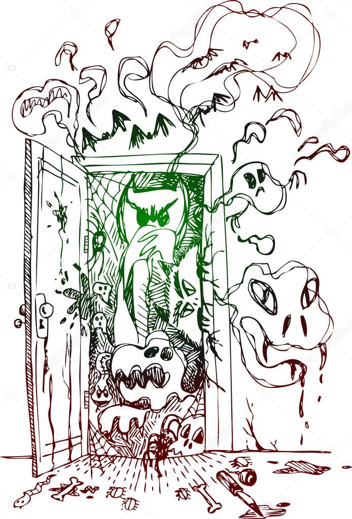 Horror open door