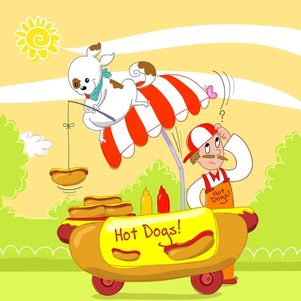Cachorros quentes! Desenhos animados ilustração — Fotografia de Stock