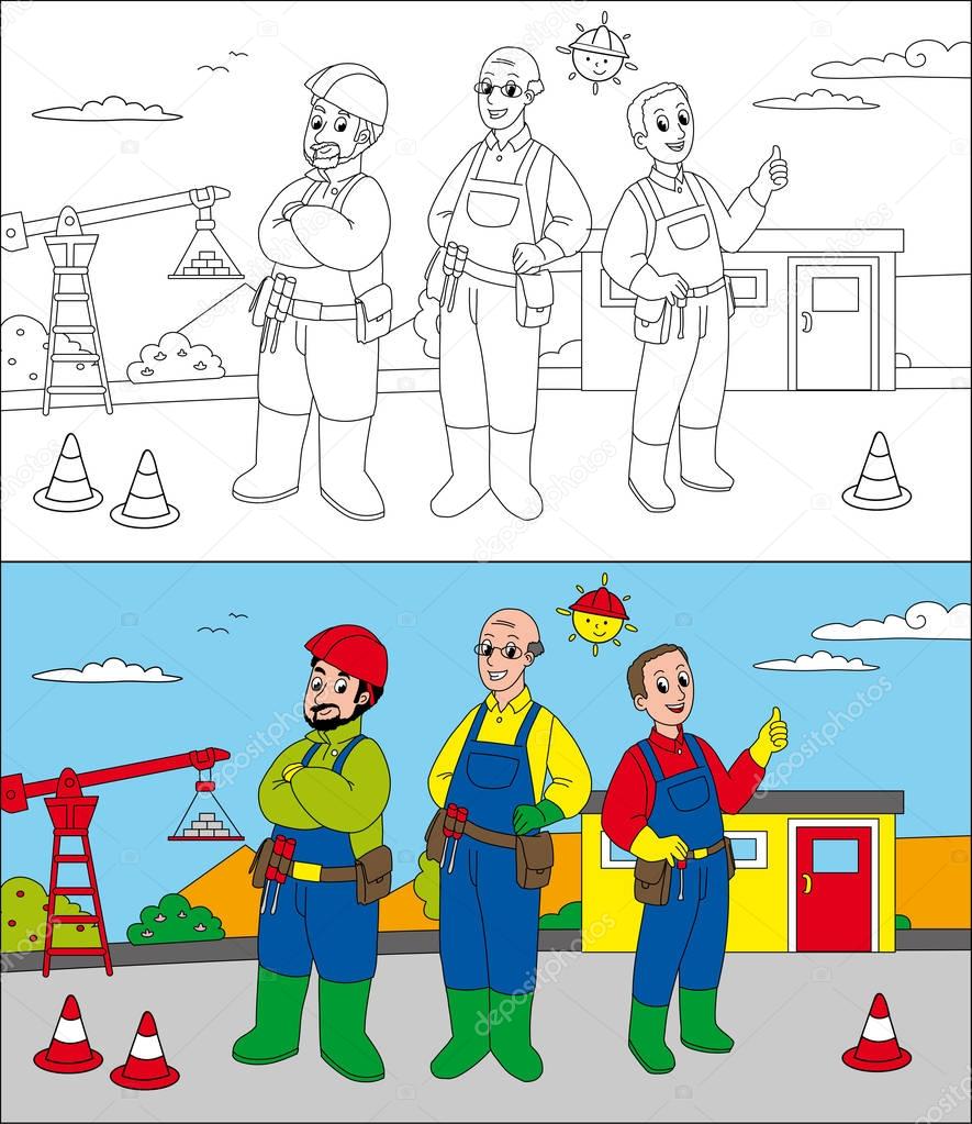 Coloring workers man vector