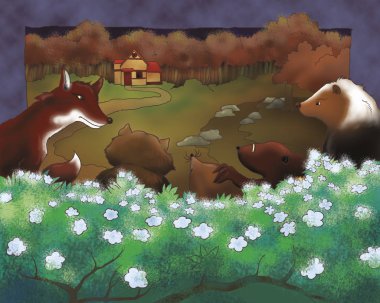 Animals by night clipart