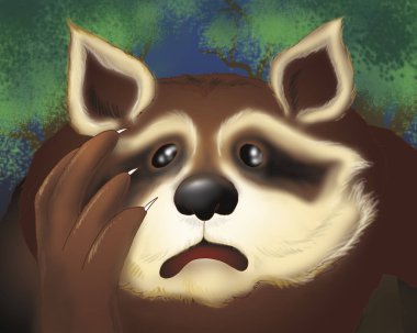 Gece tarafından korkmuş Rakun