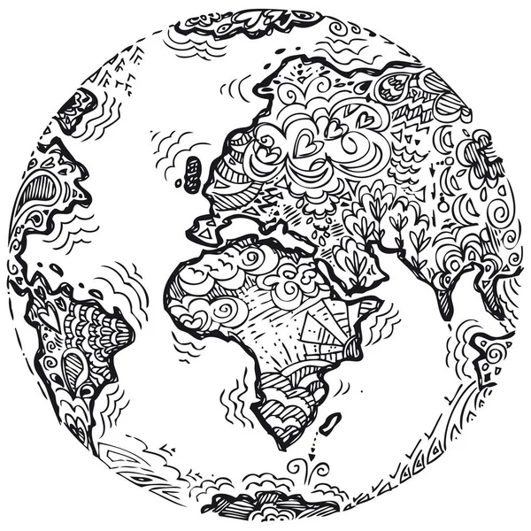 Planet earth kabataslak doodle vektör