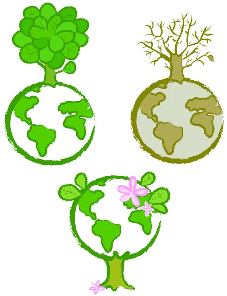 Madre Tierra y árboles clip art — Foto de Stock