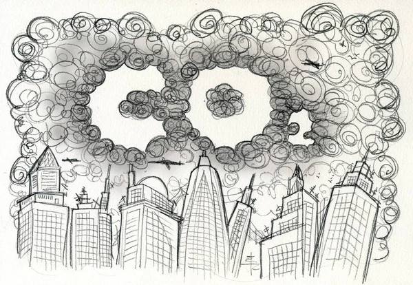 CO2 City och föroreningar — Stockfoto