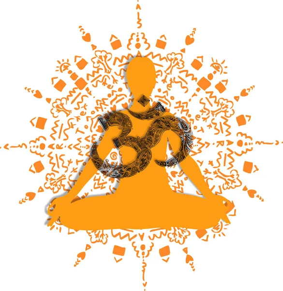 Yoga pose orange mandala — Stockfoto