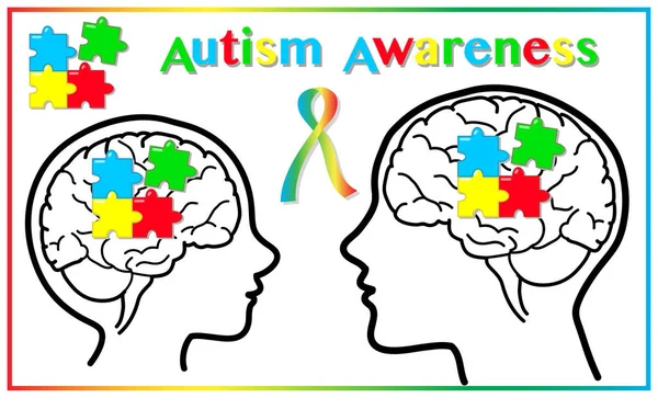 Autism awareness barn och vuxen grafiska element — Stock vektor