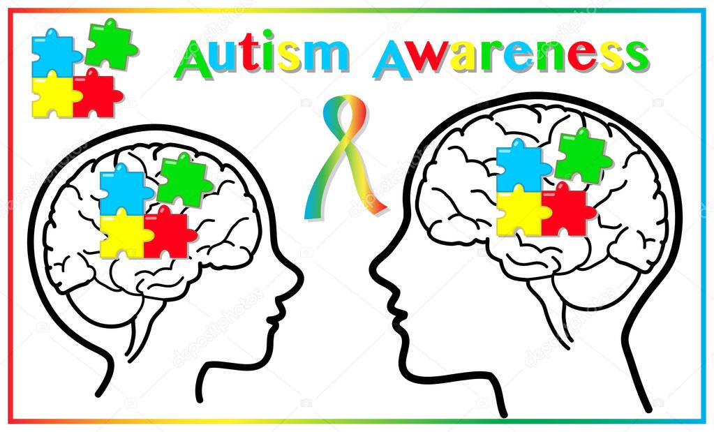 autism awareness child and adult graphic elements