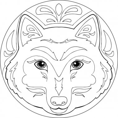 Mandala vektör boyama kurt