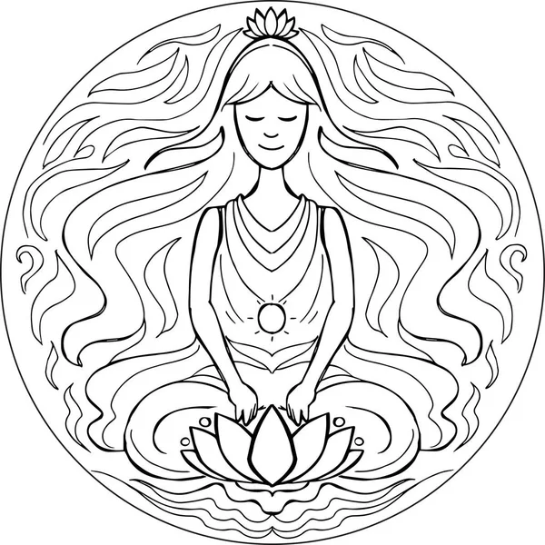 Coloriage Lotus pose Mandala — Image vectorielle