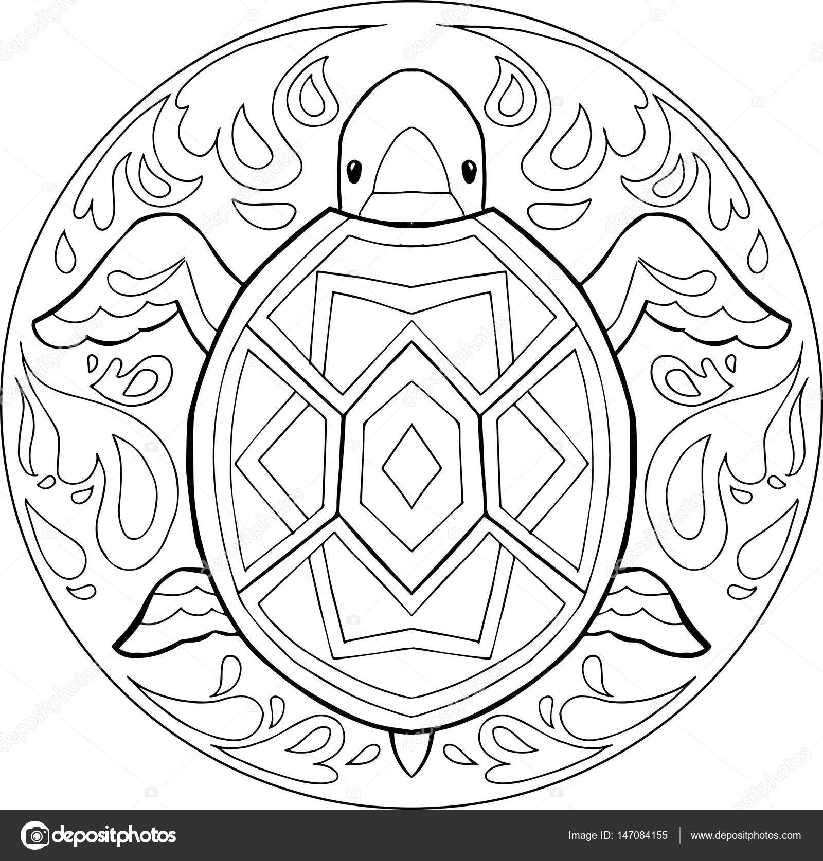 Turtle mandala | Coloring turtle mandala vector — Stock Vector