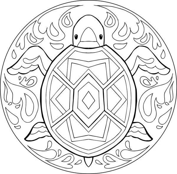 Coloriage mandala tortue vecteur — Image vectorielle