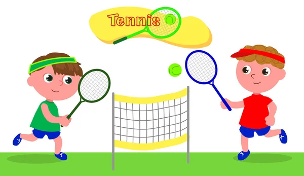 Vector joven jugador de tenis de dibujos animados — Archivo Imágenes Vectoriales