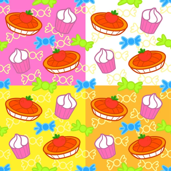 Cartoon sweets seamless pattern — Stock Vector