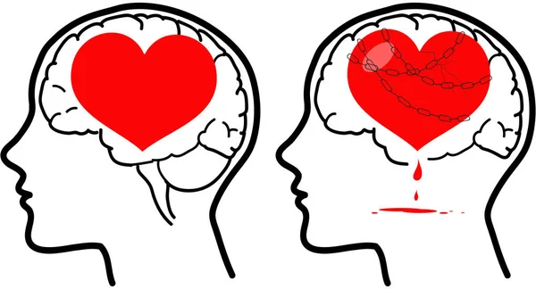 Cerebro y corazón concepto vector — Vector de stock