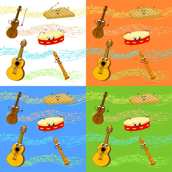 Instrumentos de música patrón sin costura — Vector de stock