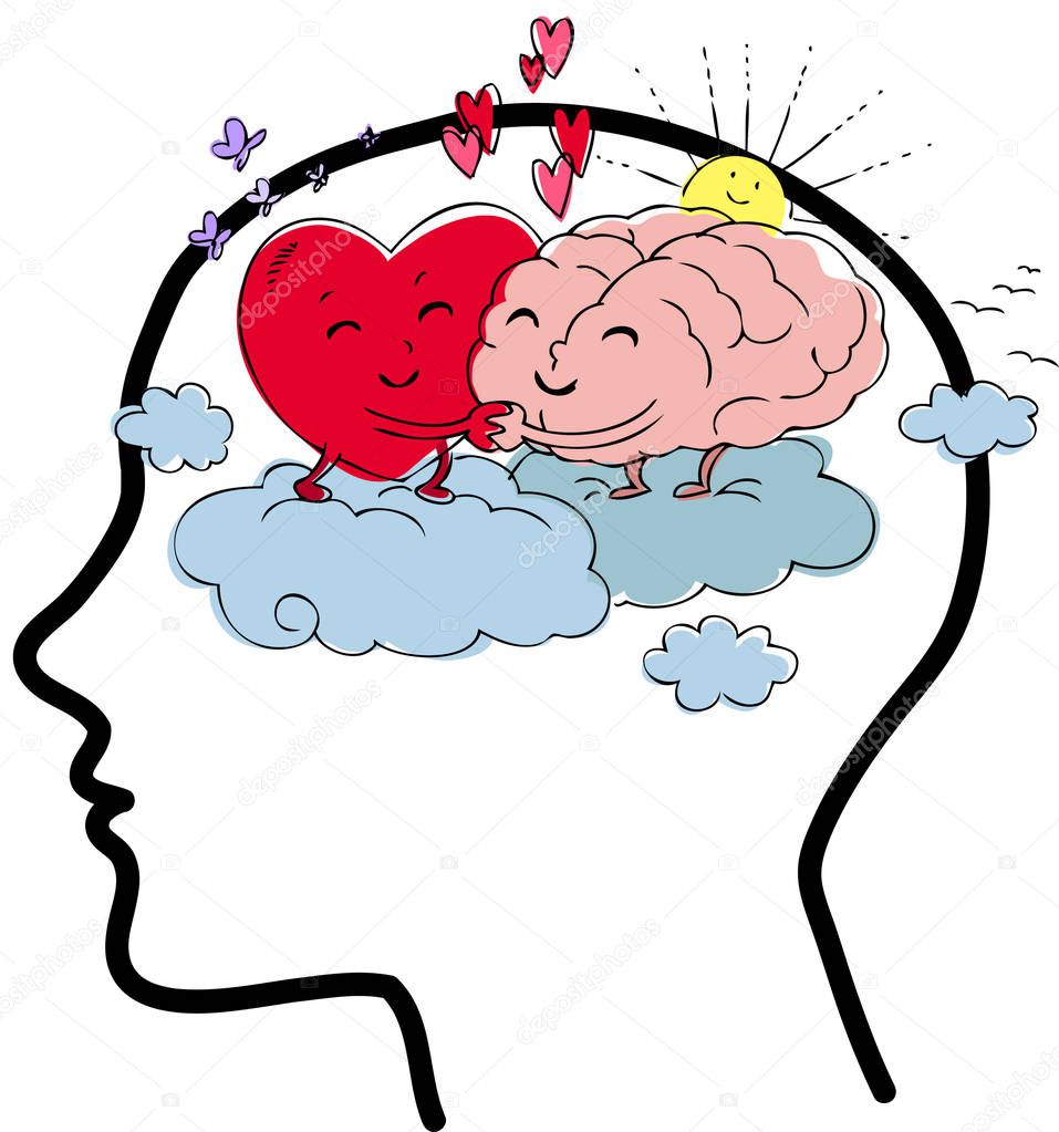 Heart and brain balance concept vector