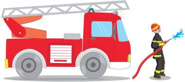 İtfaiyeci ve kamyon vektör